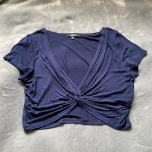 Ambiance navy blue twist crop top size M